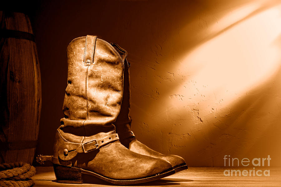 Cowboy Hat and Boots Metal Print by Olivier Le Queinec - Fine Art America