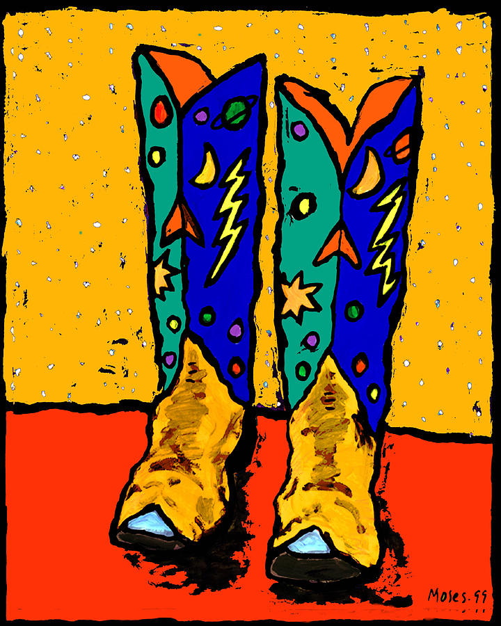 Boot Painting - Boots On Yellow 24x30 by Dale Moses