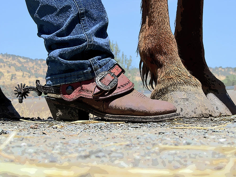 Boots, Spurs, Horse\u0027s Hooves Stylized by Terrance Emerson