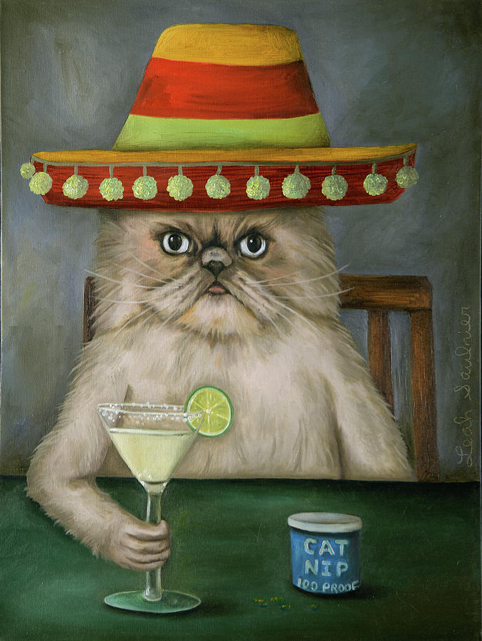 Cat Painting - Boozer 3 by Leah Saulnier The Painting Maniac