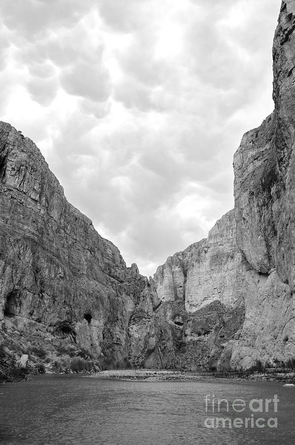 Boquillas Canyon and Scalloped Clouds Big Bend National Park Texas black and White Photograph by Shawn OBrien