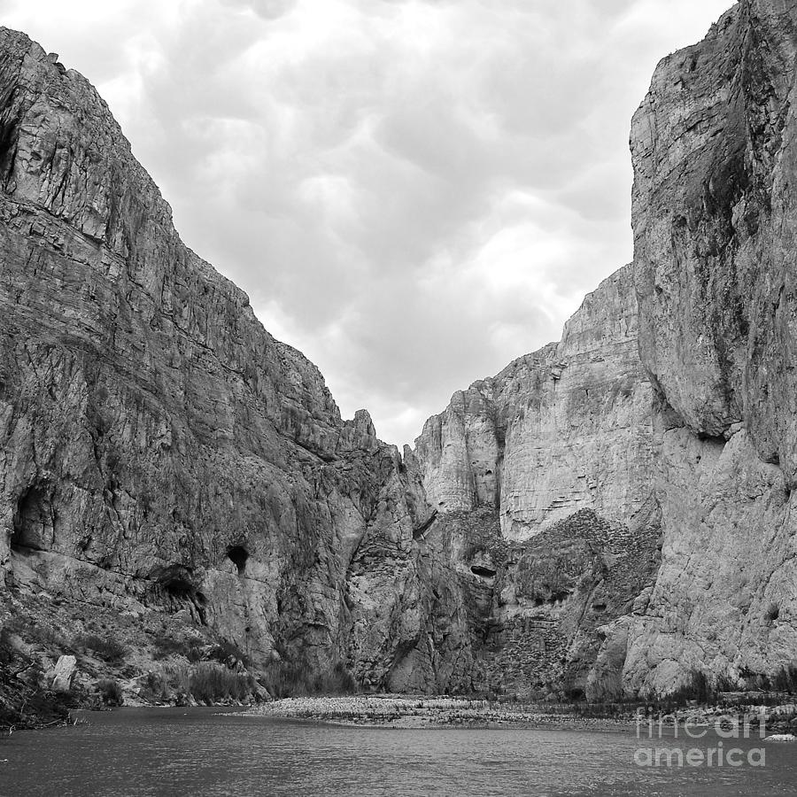Boquillas Canyon and Scalloped Clouds Big Bend National Park Texas Square Format Black and White Photograph by Shawn OBrien