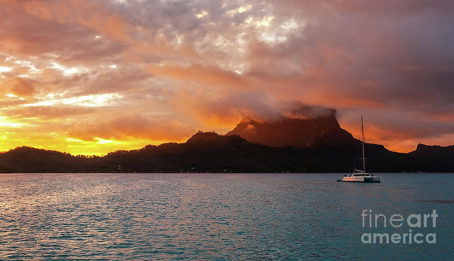 Bora Bora Sunrise Photograph by Helen Woodford