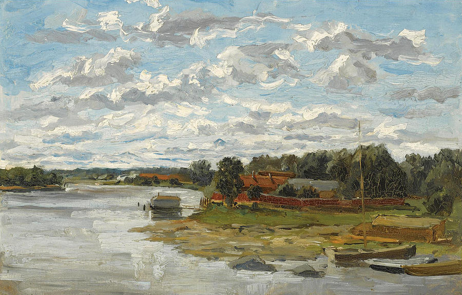 Bord de Seine Painting by Felicien Rops
