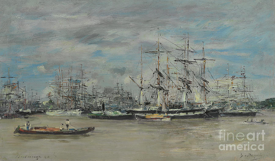 Bordeaux, le port, 1874  Painting by Eugene Louis Boudin