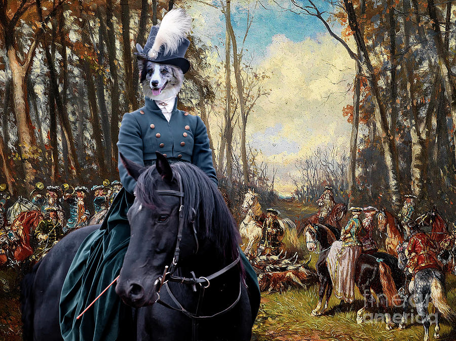 Border Collie Art Canvas Print - The Noble Hunt Party Painting by Sandra Sij