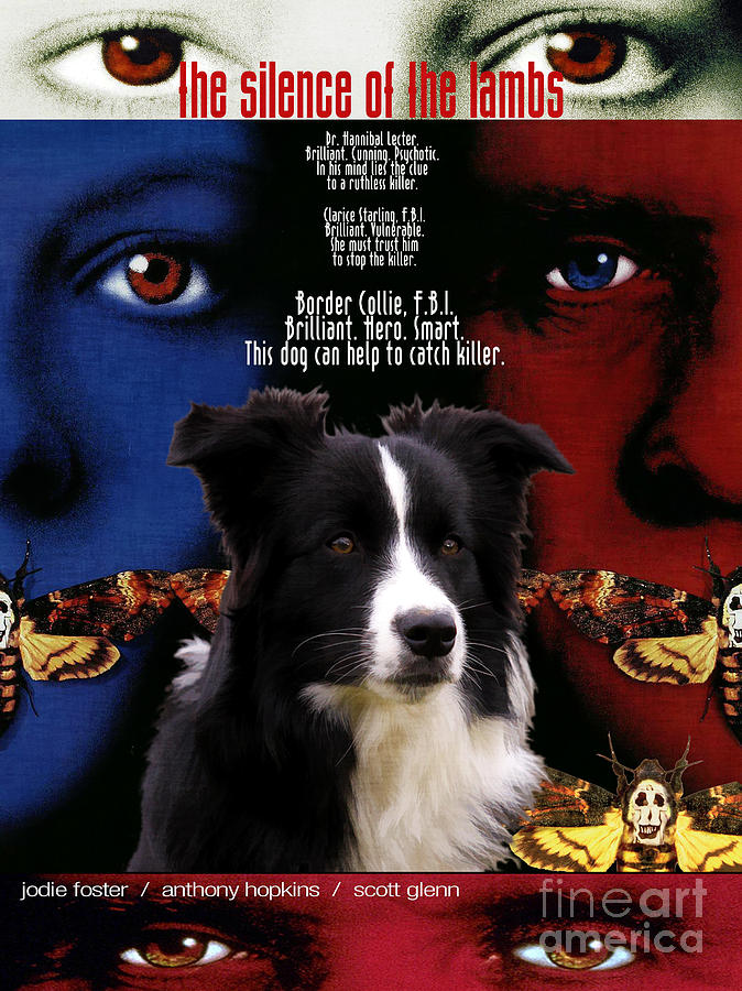 Border Collie Art Canvas Print - The Silence of the Lambs Movie Poster Painting by Sandra Sij