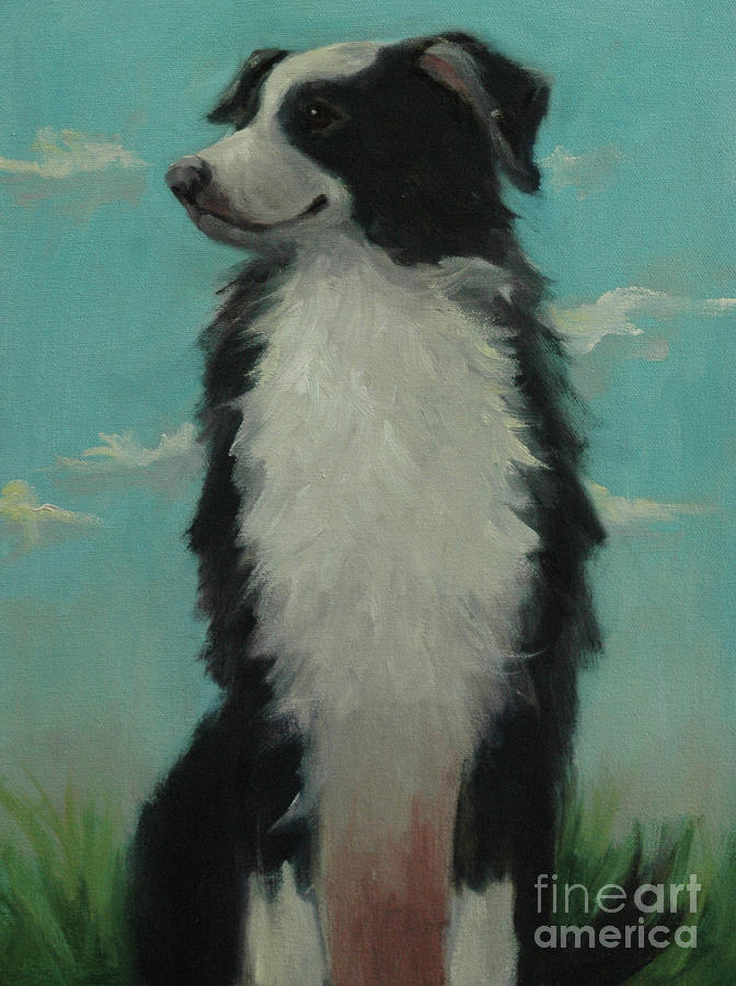 Border Collie Sky Painting by Pet Whimsy Portraits - Fine Art America