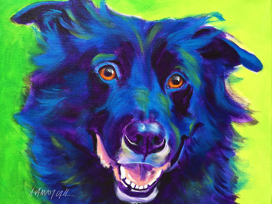 Dog Painting - Border Collie - Viktor by Dawg Painter