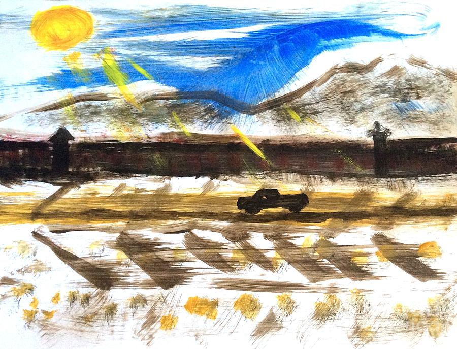 Border Wall U.S. Mexico Painting by Richard W Linford