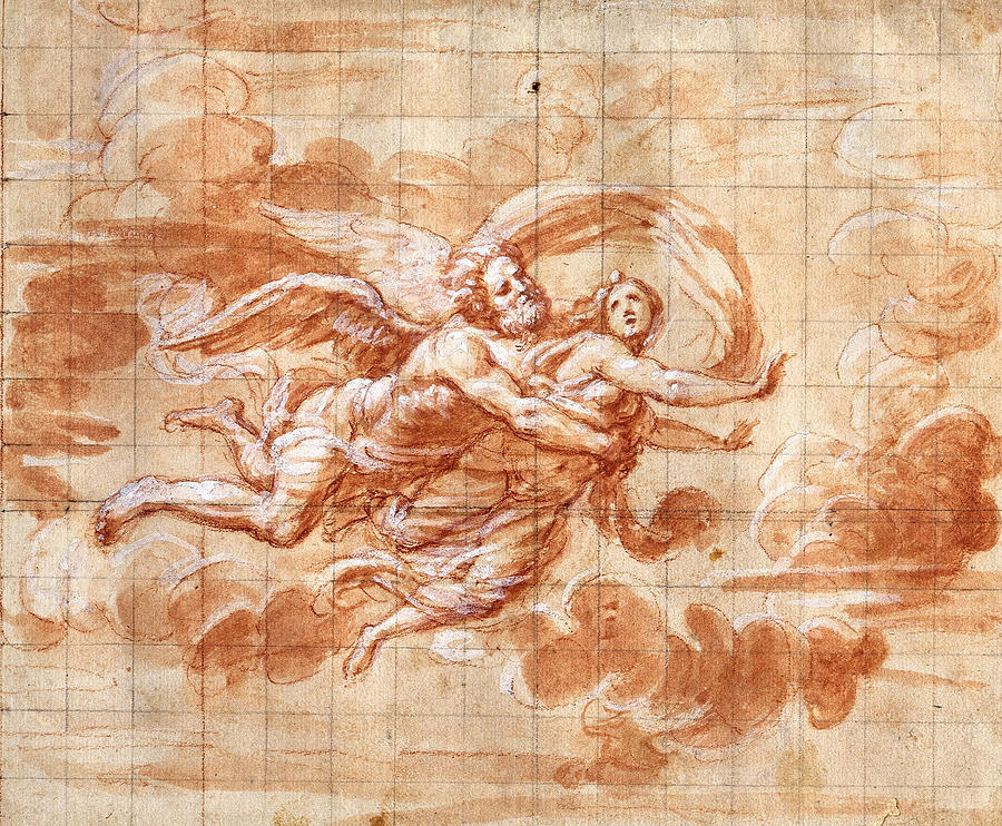 Boreas Abducting Oreithyia 2 Drawing by Giovanni Maria Morandi