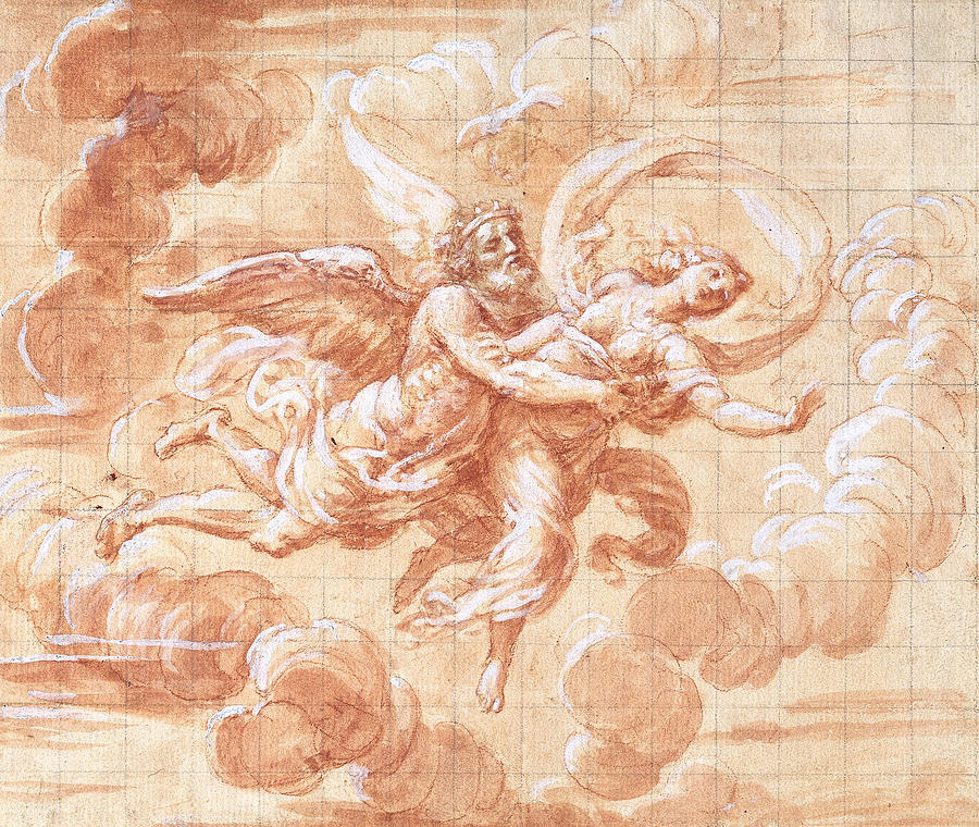 Boreas Abducting Oreithyia  Drawing by Giovanni Maria Morandi