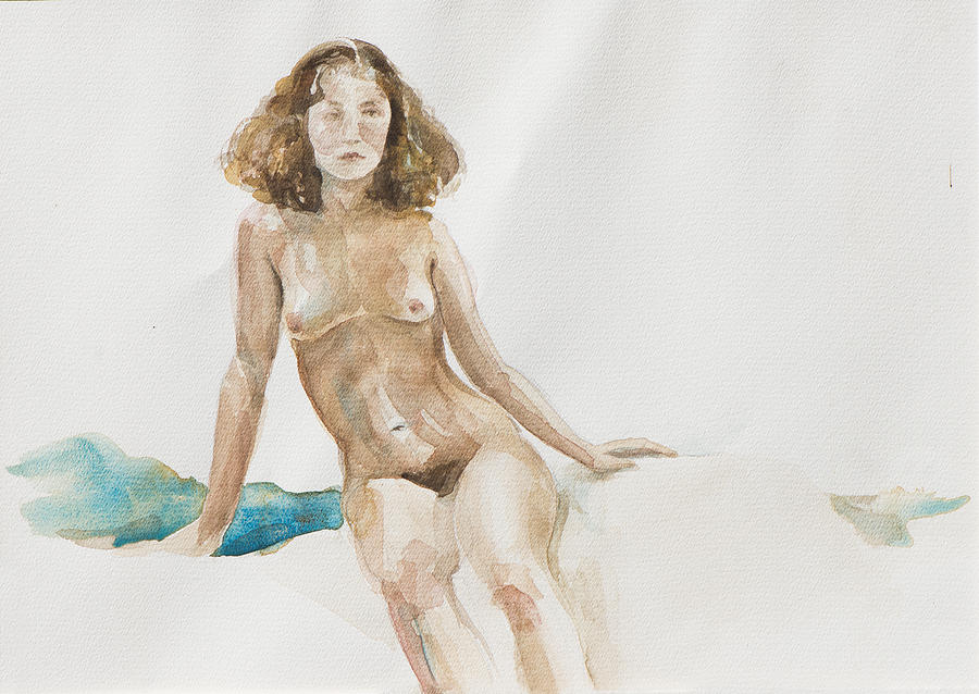 Aqua Painting - Bored Nude by Kathleen Burke