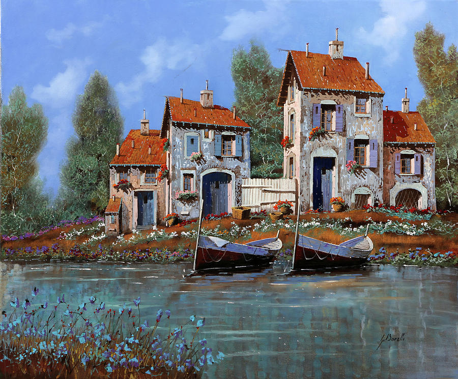 Boat Painting - Borgo Viola by Guido Borelli