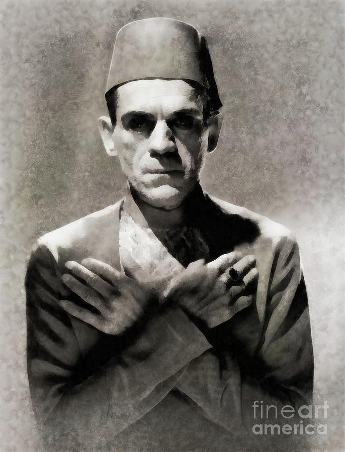 Hollywood Painting - Boris Karloff in The Mummy by JS by Esoterica Art Agency