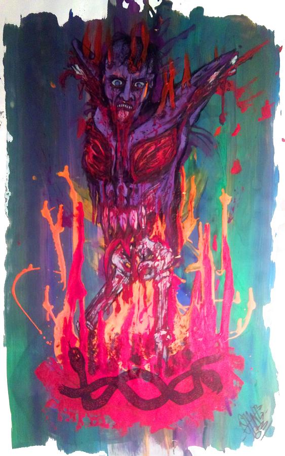 Born of Fire Drawing by Sam Hane