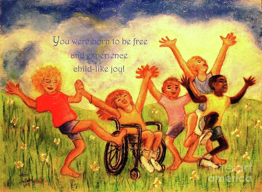 Born to Be Free - with Text Pastel by Hazel Holland
