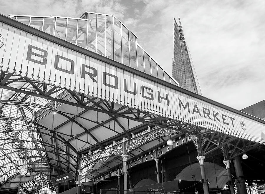 Borough Market London in Mono Photograph by Georgia Clare