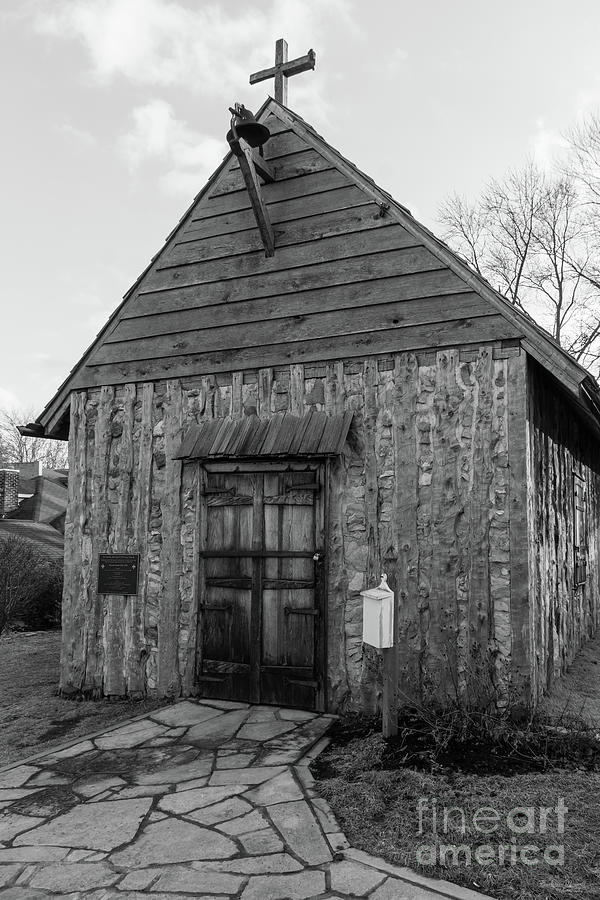 Borromeo 1791 Log Church Grayscale Photograph by Jennifer White