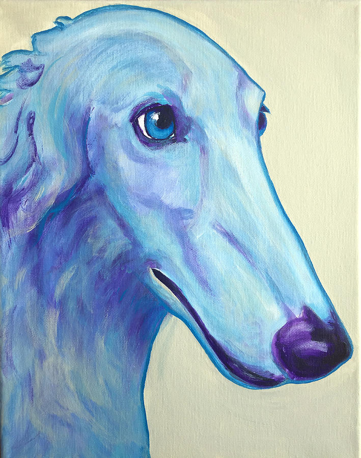 Dog Painting - Borzoi - Baby Blue by Dawg Painter