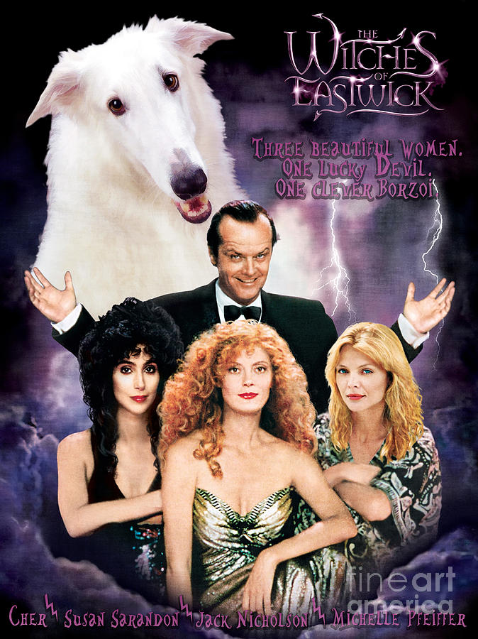 Borzoi The Witches of Eastwick Movie Poster Art Painting by Sandra Sij