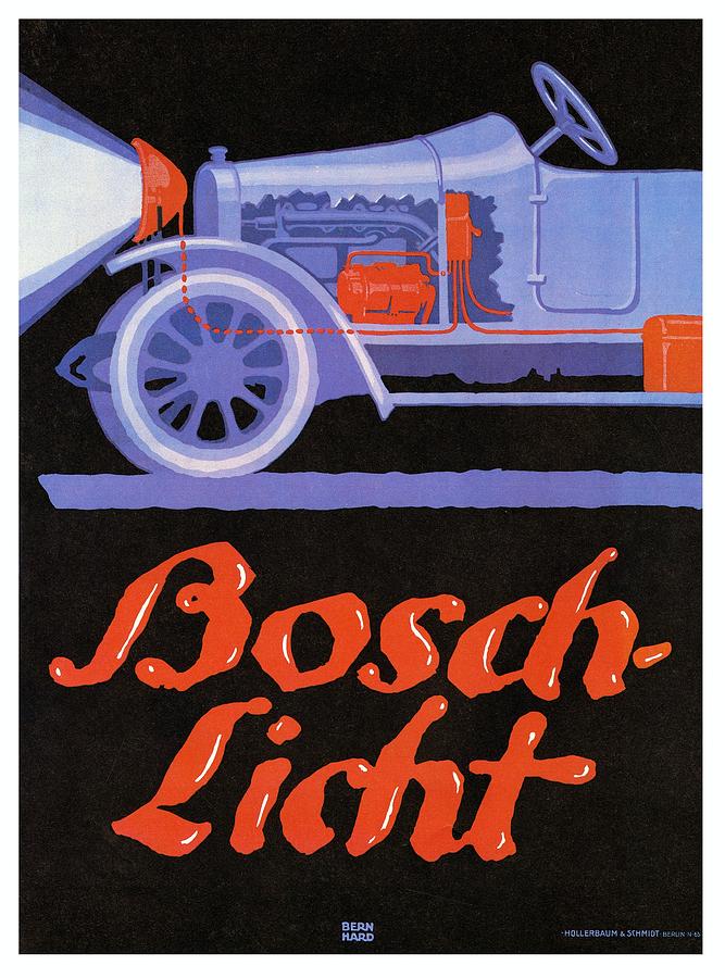 Vintage Mixed Media - Bosch Licht - Bosch Headlamps - Auto Advertising poster -  Vintage, Retro by Studio Grafiikka