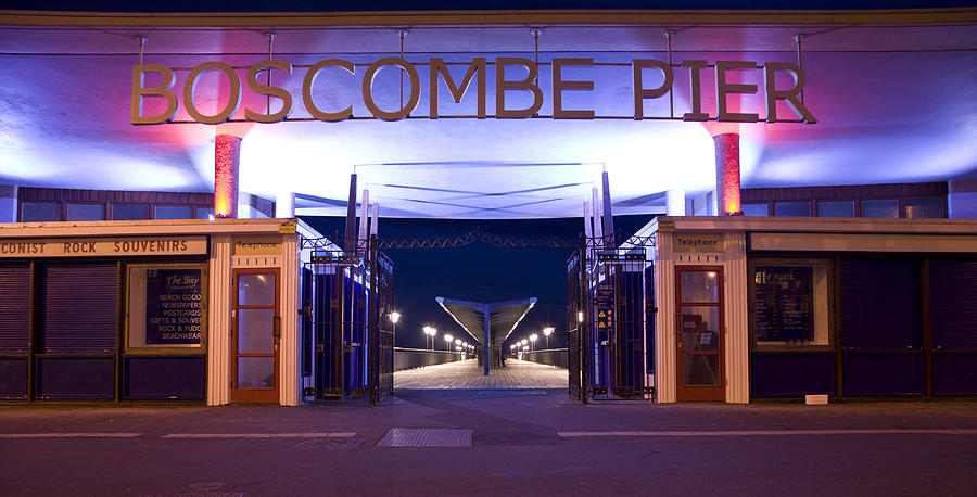 Boscombe Pier at night Photograph by Ian Middleton