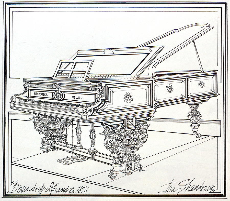 Bosendorfer Drawing - Bosendorfer Grand Piano 1876 by Ira Shander