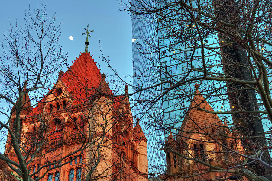 Boston Architecture - Trinity Church and The John Hancock Tower Photograph by Joann Vitali