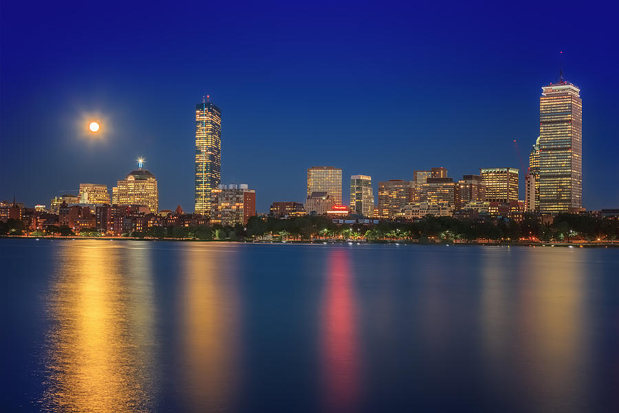 Boston Blue Moon Skyline Photograph by Sylvia J Zarco