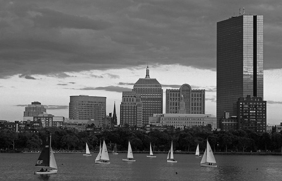 Boston Charles River Skyline with Sailboats Photograph by Juergen Roth