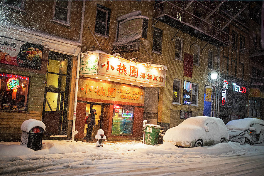 Boston Chinatown Snowstorm Tyler St Photograph by Toby McGuire