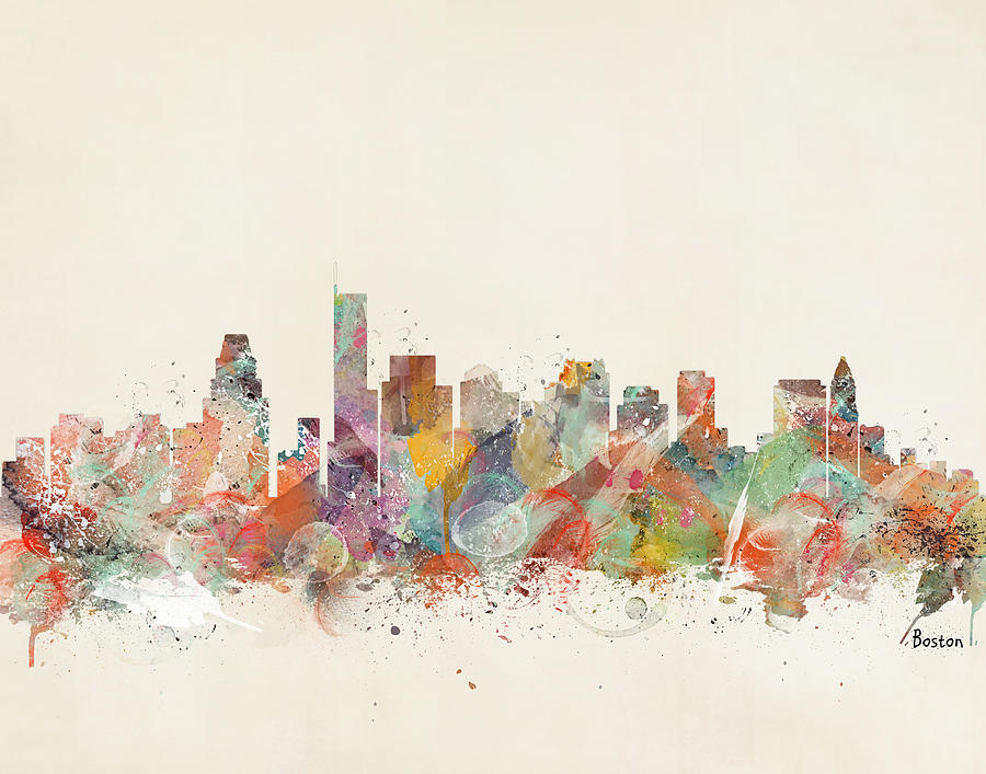 Boston City Skyline Painting - Boston City by Bri Buckley