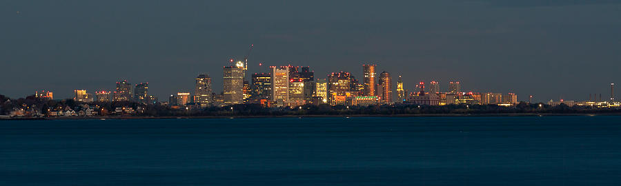 Boston City Lights Panorama Photograph by Brian MacLean