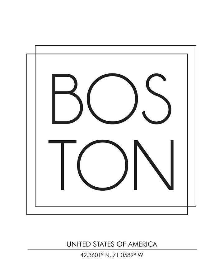 Boston, United States Of America - City Name Typography - Minimalist City Posters #1 Mixed Media by Studio Grafiikka