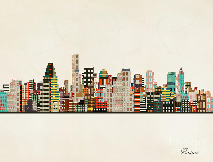 Boston City Skyline Painting - Boston City Skyline by Bri Buckley