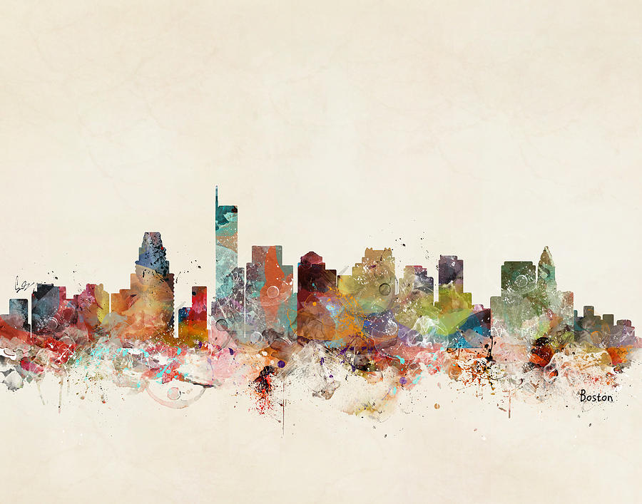 Boston City Skyline Painting by Bri Buckley