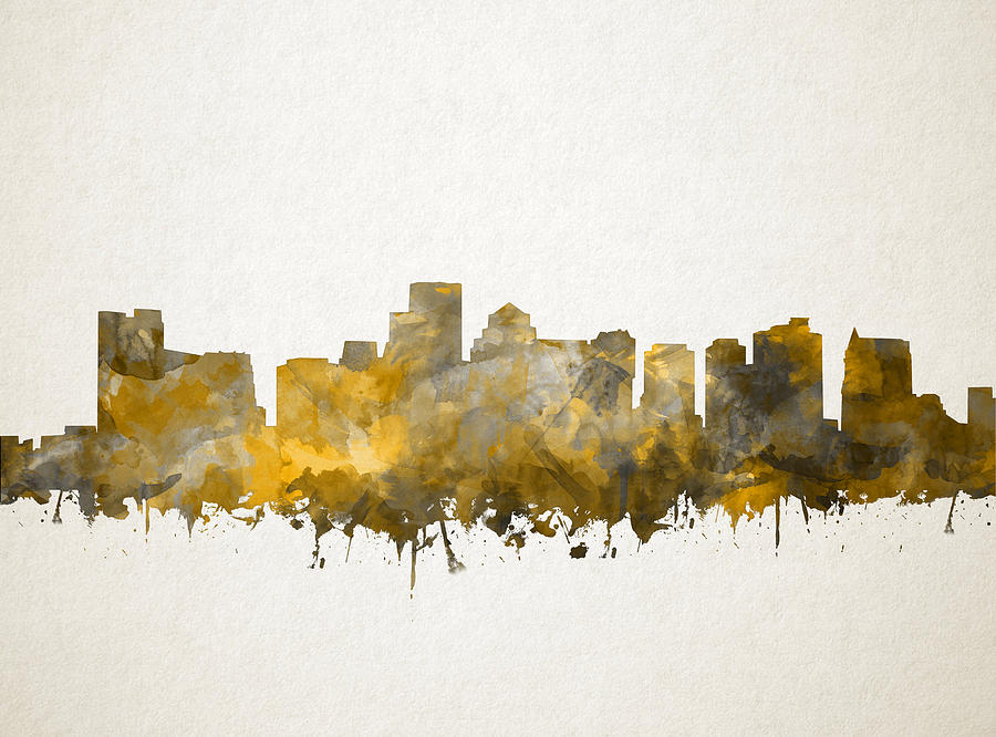 Boston City Skyline Watercolor 12 Painting by Bekim M
