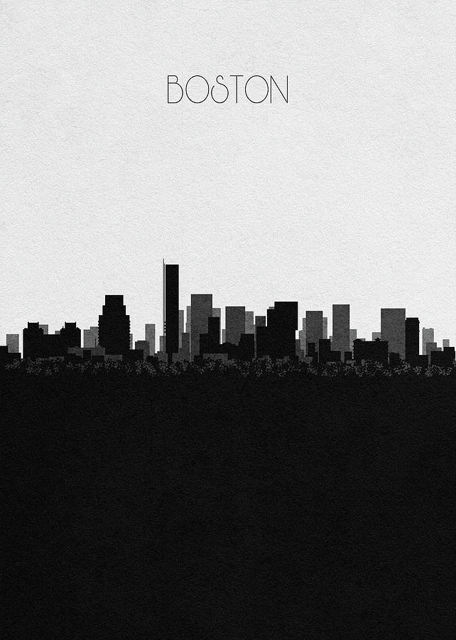 Boston Cityscape Art Drawing by Inspirowl Design