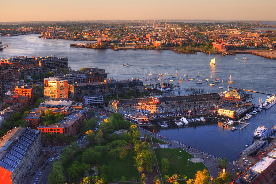 Boston Cityscape - Boston Harbor And The North End Photograph by Joann Vitali
