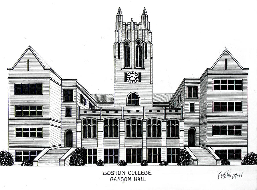 Boston College Drawing by Frederic Kohli