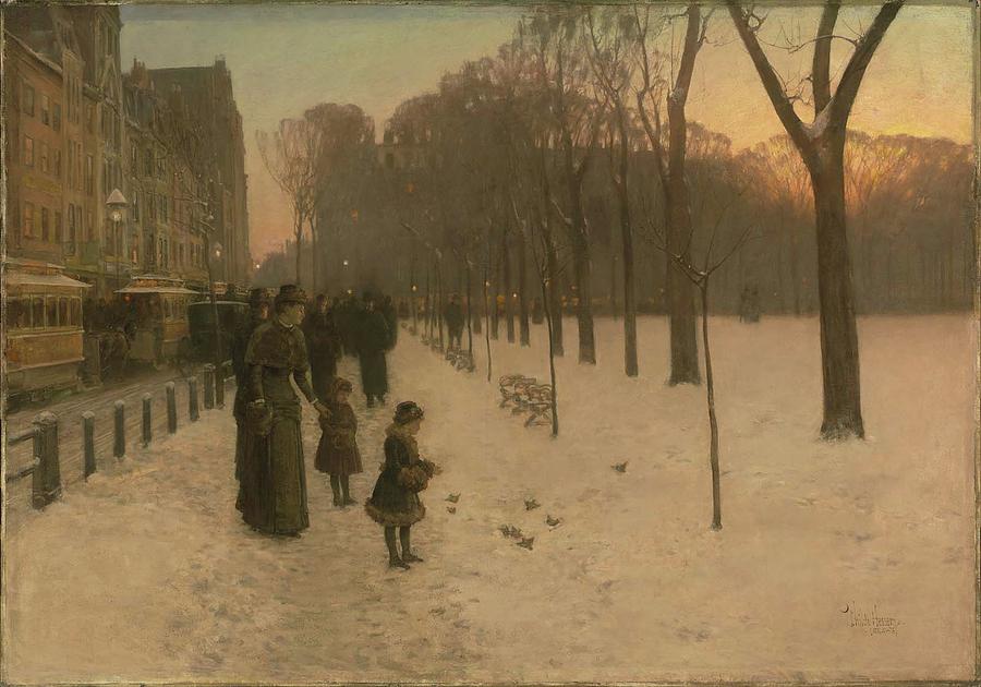 City Painting - Boston Common at Twilight by Childe Hassam