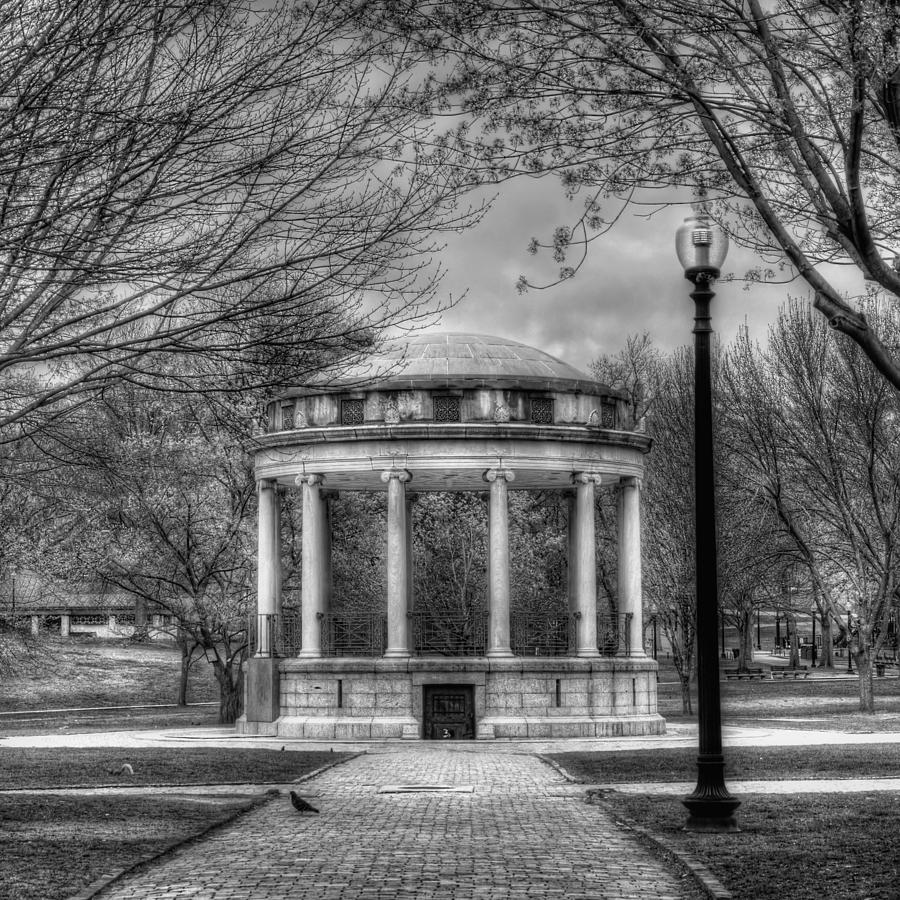 Boston Common Rotunda - Black and White Square Photograph by Joann Vitali