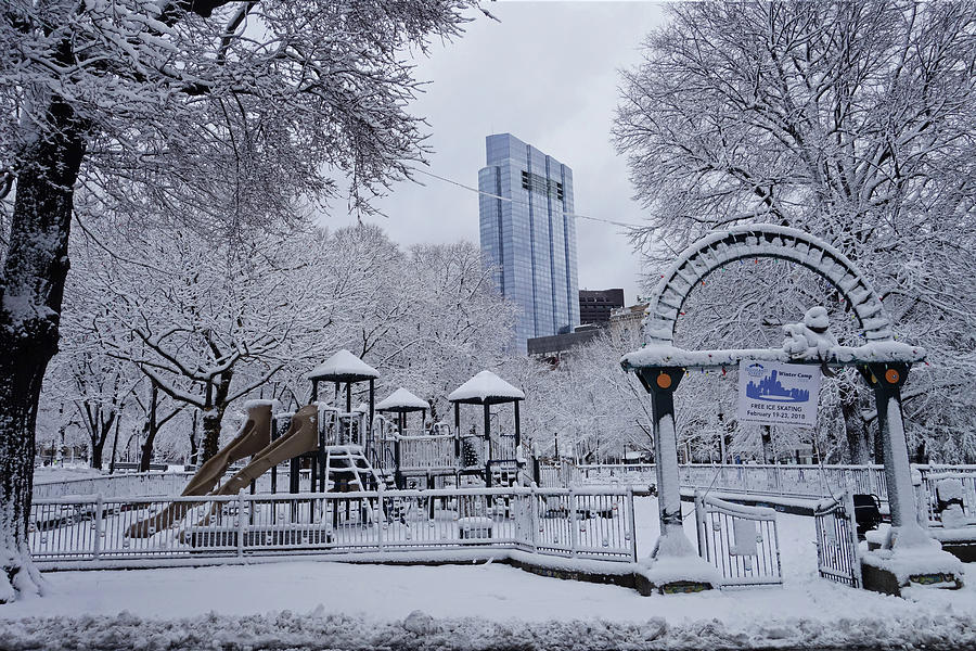 Boston Common Tadpole Playground Covered in Snow Boston MA Photograph by Toby McGuire