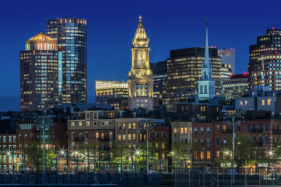 BOSTON Evening Skyline of North End and Financial District Photograph by Melanie Viola