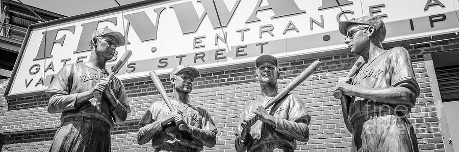 Ted Williams Photograph - Boston Fenway Park Sign and Four Bronze Statues by Paul Velgos