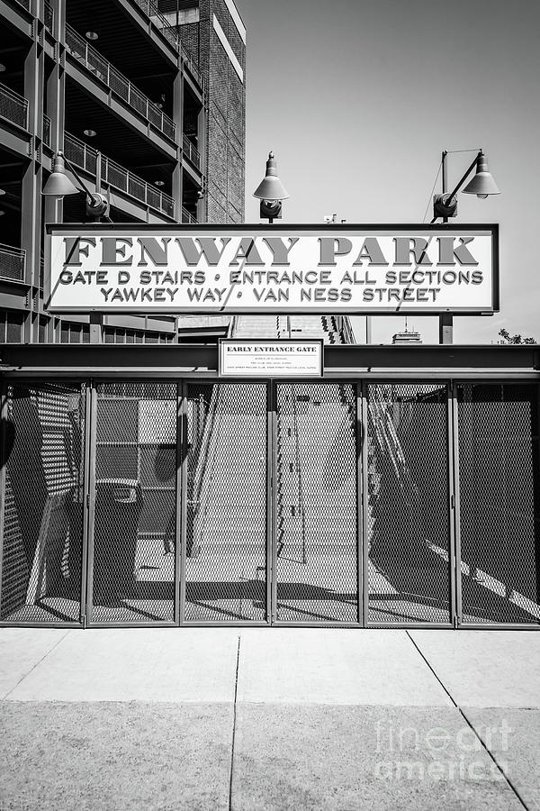 Boston Fenway Park Sign Black and White Photo Photograph by Paul Velgos