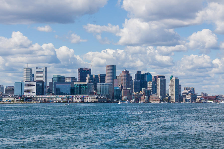Boston Financial District from the Commuter Ferry Photograph by Brian MacLean