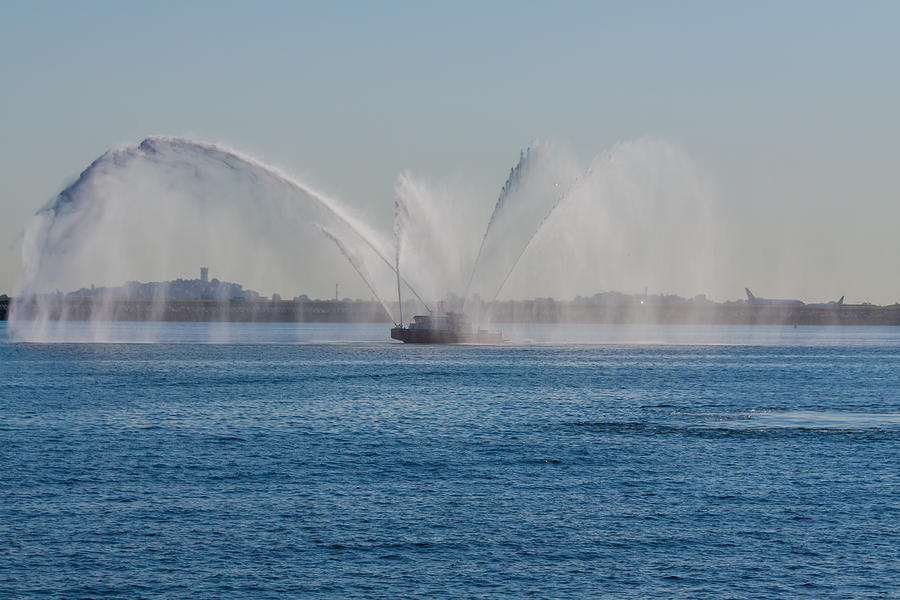 Boston Fire Boat Spraying Water Photograph by Brian MacLean