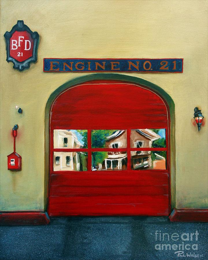 Fire House Painting - Boston Fire Engine 21 by Paul Walsh